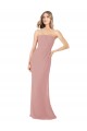 Long Sleeveless Soft Chiffon Dusty Pink Sheath Bridesmaid Dress Colchester