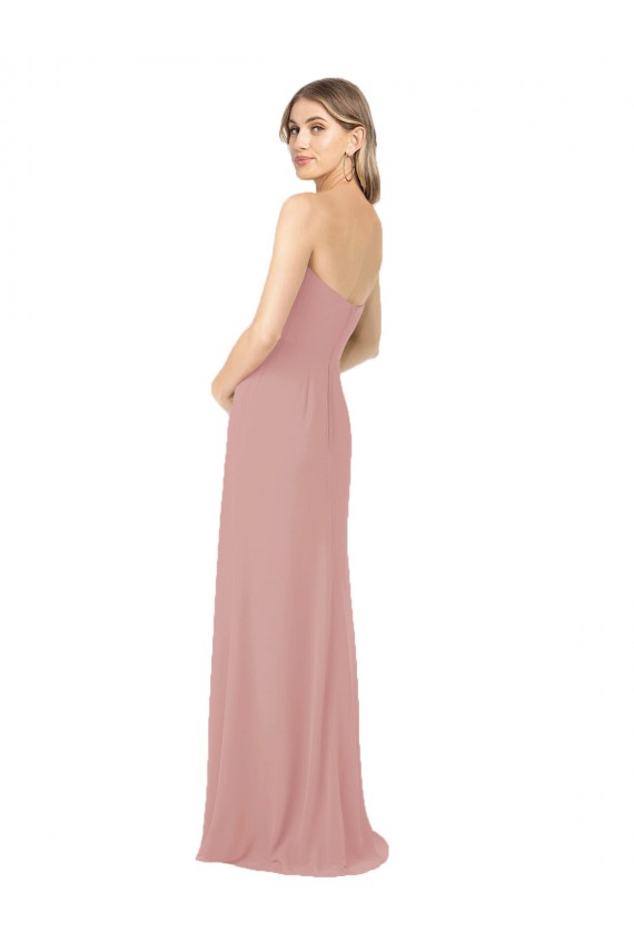 Long Sleeveless Soft Chiffon Dusty Pink Sheath Bridesmaid Dress Colchester