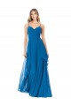 Long Sleeveless Soft Chiffon Peacock Blue A-Line Bridesmaid Dress Colchester
