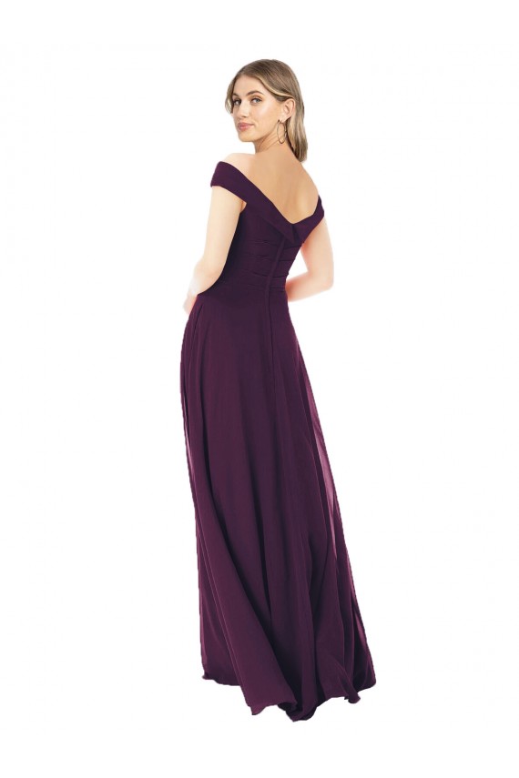 Long Sleeveless Soft Chiffon Grape A-Line Bridal Party Dress Colchester