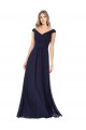 Long Sleeveless Soft Chiffon Dark Navy Off the Shoulder A-Line Evening Dress / Bridesmaid Dress Colchester