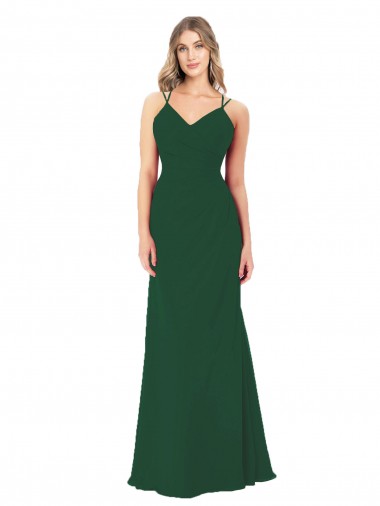Long Sleeveless Soft Chiffon Dark Green A-Line Bridesmaid Dress Colchester