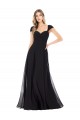 Long Cap Sleeves Soft Chiffon Black A-Line Bridesmaid Dress Colchester