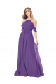 Long Cold Shoulder Soft Chiffon Plum Purple A-Line Bridesmaid Dress Colchester