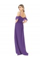 Long Cold Shoulder Soft Chiffon Plum Purple A-Line Bridesmaid Dress Colchester