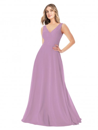 Long Sleeveless Soft Chiffon Dark Lavender A-Line Bridal Party Dress Colchester