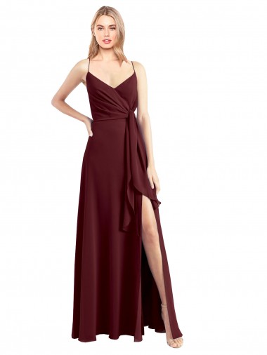 Long Floor Length Sleeveless Chiffon Burgundy Gold A-Line Bridesmaid Dress Colchester