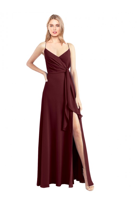 Long Floor Length Sleeveless Chiffon Burgundy Gold A-Line Bridesmaid Dress Colchester