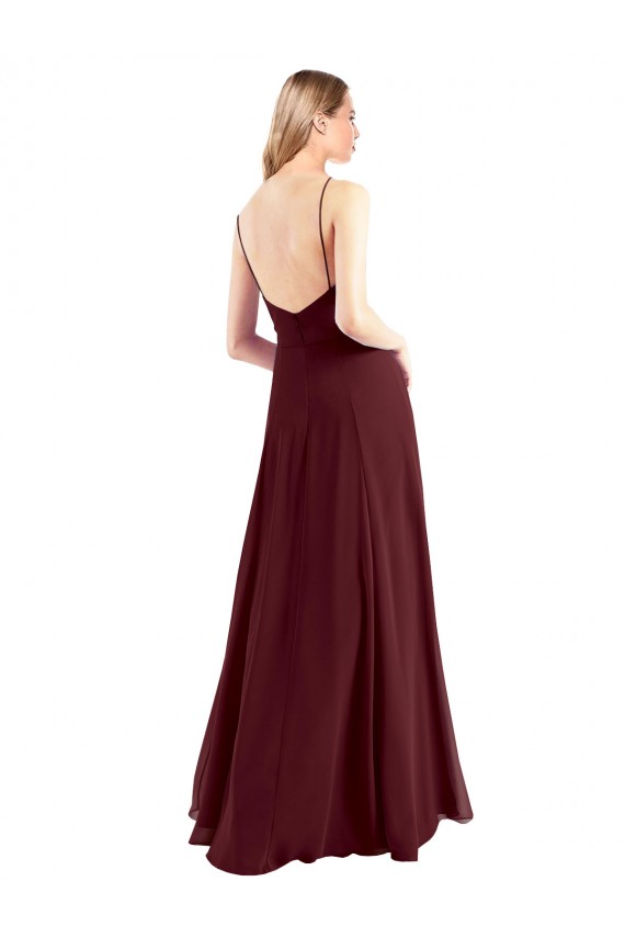 Long Floor Length Sleeveless Chiffon Burgundy Gold A-Line Bridesmaid Dress Colchester