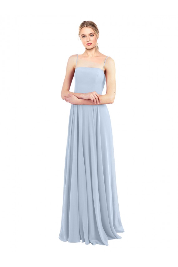 Long Sleeveless Soft Chiffon Light Sky Blue A-Line Bridesmaid Dress Colchester
