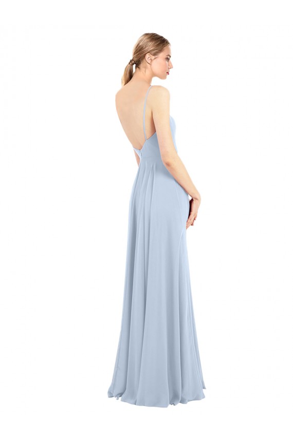 Long Sleeveless Soft Chiffon Light Sky Blue A-Line Bridesmaid Dress Colchester