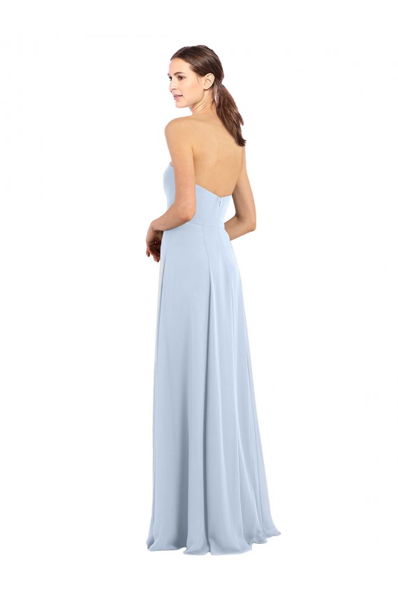 Long Sleeveless Soft Chiffon Light Sky Blue Strapless A-Line Bridesmaid Dress Colchester