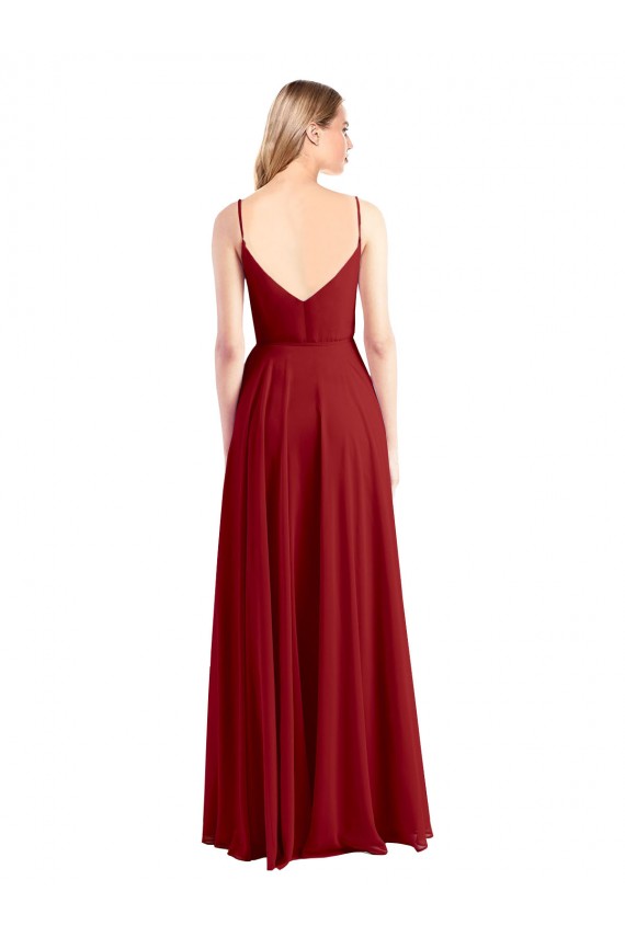 Long Sleeveless Luxe Chiffon Red A-Line Bridesmaid Dress Colchester