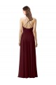 Long Sleeveless Soft Chiffon Burgundy Gold Halter Neck A-Line Bridesmaid Dress Colchester