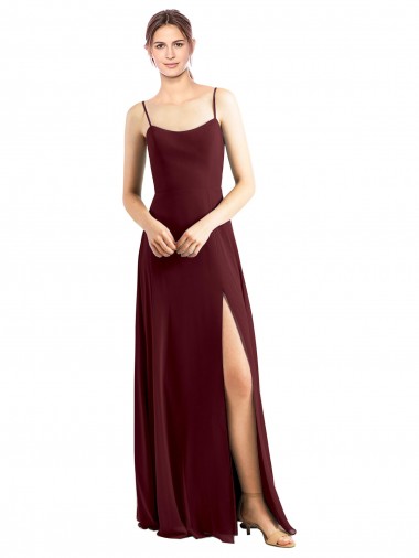Long Sleeveless Chiffon Burgundy Gold A-Line Bridesmaid Dress / Evening Dress Colchester