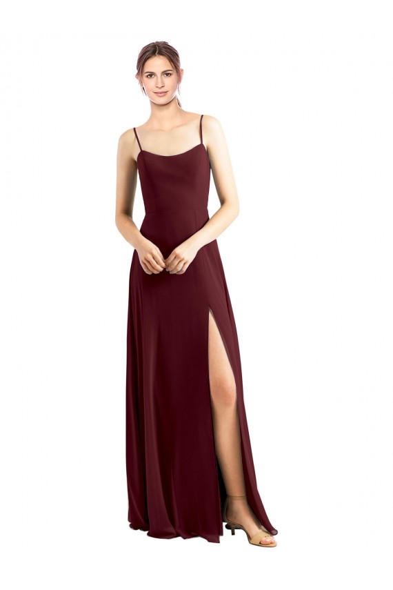 Long Sleeveless Chiffon Burgundy Gold A-Line Bridesmaid Dress / Evening Dress Colchester
