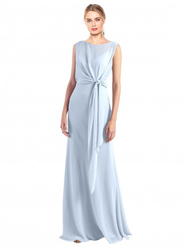Long Sleeveless Chiffon Light Sky Blue V-Neck A-Line Bridesmaid Dress / Evening Gowns Colchester