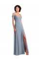 Long Sleeveless Chiffon Dusty Blue Off the Shoulder A-Line Formal Dress / Bridesmaid Dress Colchester