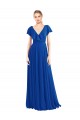 Long Flutter Sleeves Soft Chiffon Royal Blue A-Line Bridesmaid Dress Colchester