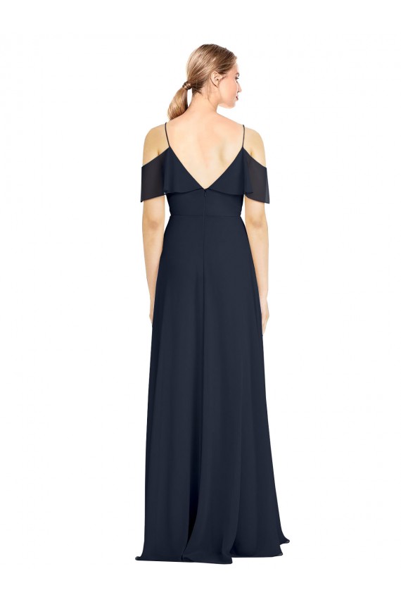 Long Sleeveless Lxue Chiffon Dark Navy A-Line Bridesmaid Dress Colchester