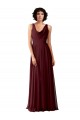 Long Sleeveless Soft Chiffon Burgundy Gold A-Line Bridesmaid Dress Colchester