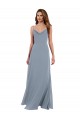 Long Sleeveless Soft Chiffon Dusty Blue Cowl Neck A-Line Formal Dress / Bridesmaid Dress Colchester