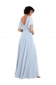Long Split Sleeves Soft Chiffon Light Sky Blue A-Line Bridesmaid Dresses Colchester