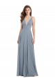 Long Sleeveless Chiffon Dusty Blue V-Neck A-Line Bridesmaid Dress / Evening Gowns Colchester