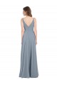 Long Sleeveless Chiffon Dusty Blue V-Neck A-Line Bridesmaid Dress / Evening Gowns Colchester