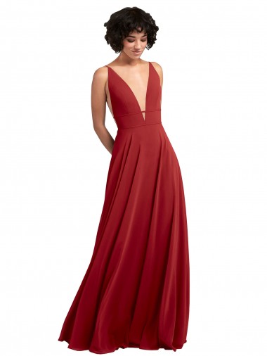 Long Sleeveless Lxue Chiffon Red A-Line Bridesmaid Dress Colchester
