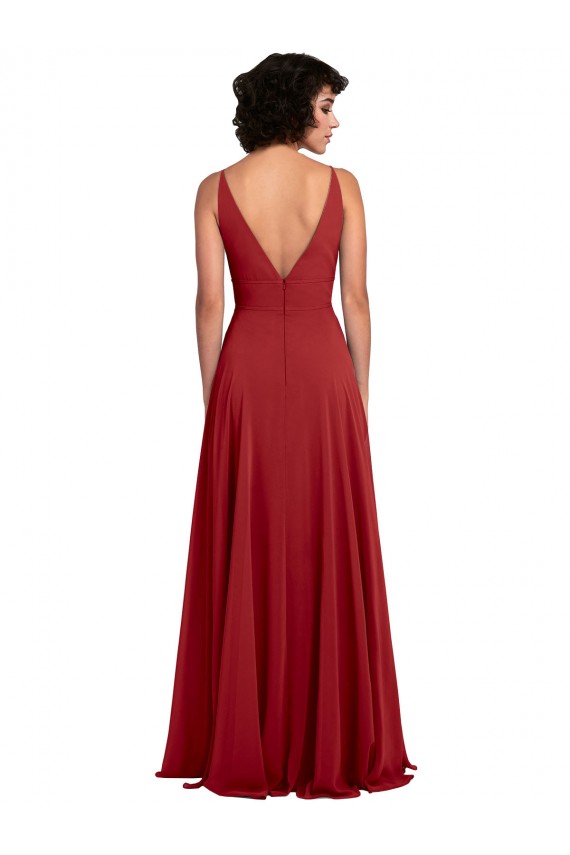 Long Sleeveless Lxue Chiffon Red A-Line Bridesmaid Dress Colchester