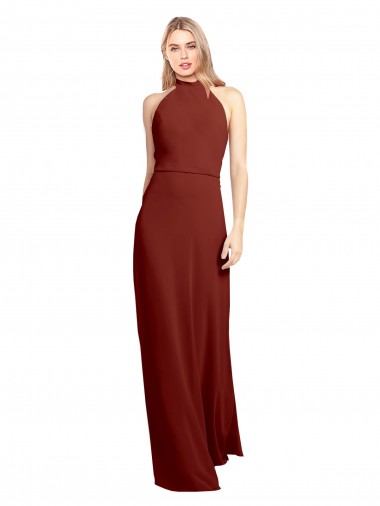 Long Sleeveless Soft Chiffon Burgundy A-Line Prom Dress / Bridesmaid Dress Colchester