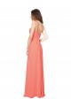 Long Sleeveless Soft Chiffon Coral Spaghetti Straps A-Line Bridesmaid Dress Colchester