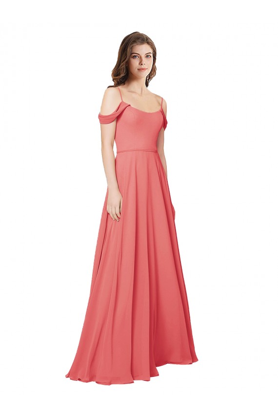 Long Sleeveless Soft Chiffon Desert Rose A-Line Bridesmaid Dress Colchester