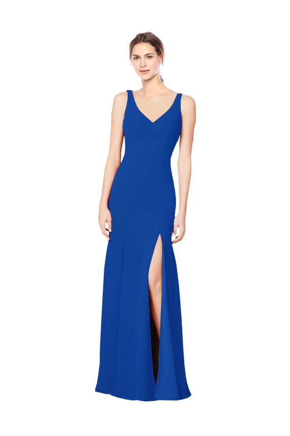 Long Sleeveless Chiffon Royal Blue Sheath Bridesmaid Dress / Evening Dress Colchester