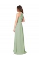 Long Sleeveless Soft Chiffon Smoke Green Halter Neck A-Line Bridesmaid Dress Colchester