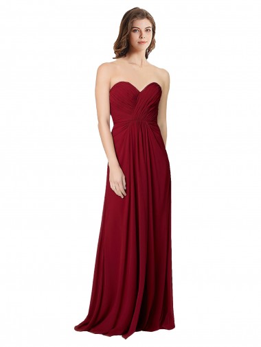 Long Floor Length Sleeveless Chiffon Burgundy A-Line Bridesmaid Dress Colchester