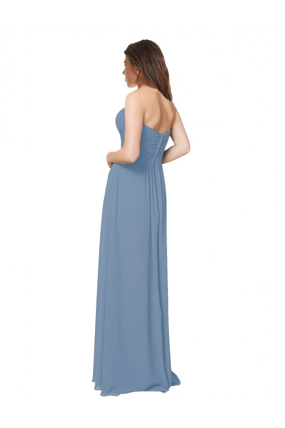 Long Sleeveless Chiffon Dusty Blue A-Line Bridesmaid Dress / Evening Gowns Colchester