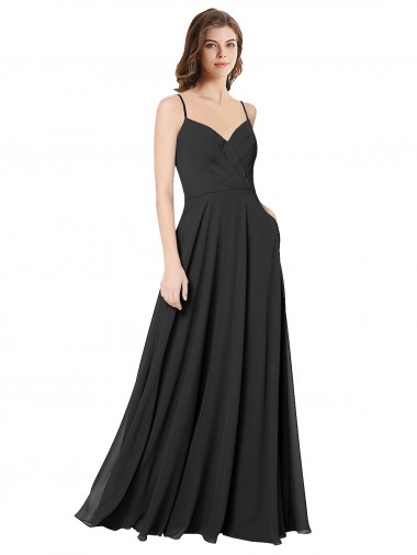 Long Sleeveless Chiffon Black A-Line Formal Dress / Bridesmaid Dress Colchester