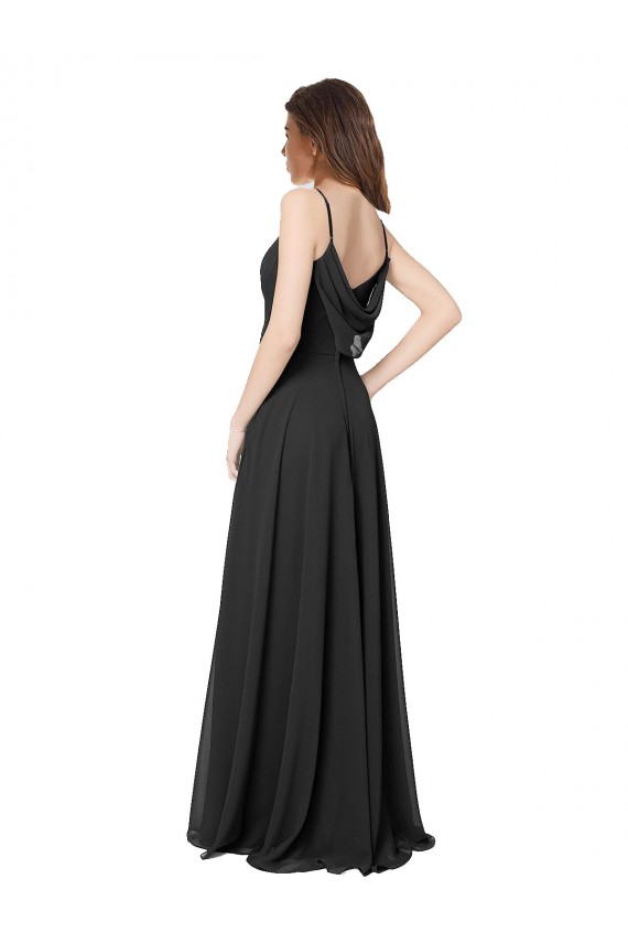 Long Sleeveless Chiffon Black A-Line Formal Dress / Bridesmaid Dress Colchester