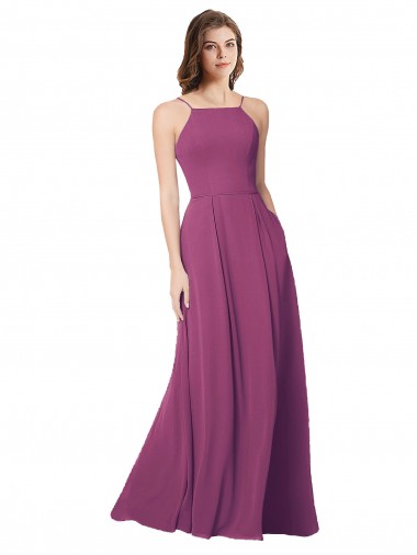 Long Sleeveless Soft Chiffon Wild Berry Strapless A-Line Bridesmaid Dress Colchester