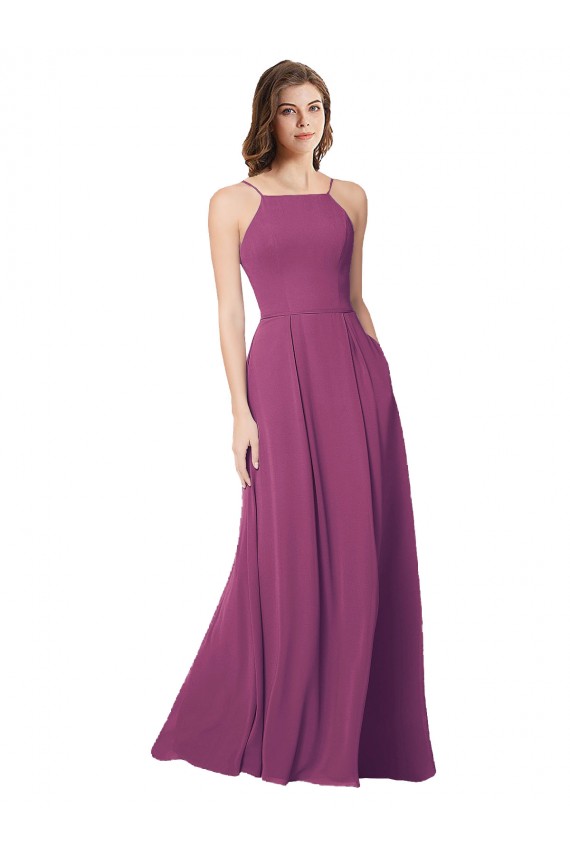 Long Sleeveless Soft Chiffon Wild Berry Strapless A-Line Bridesmaid Dress Colchester