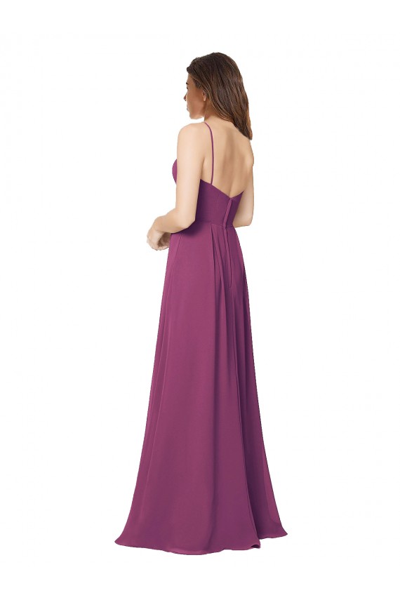 Long Sleeveless Soft Chiffon Wild Berry Strapless A-Line Bridesmaid Dress Colchester