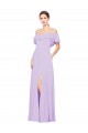 Long Sleeveless Soft Chiffon Lilac Off the Shoulder A-Line Bridesmaid Dress Colchester