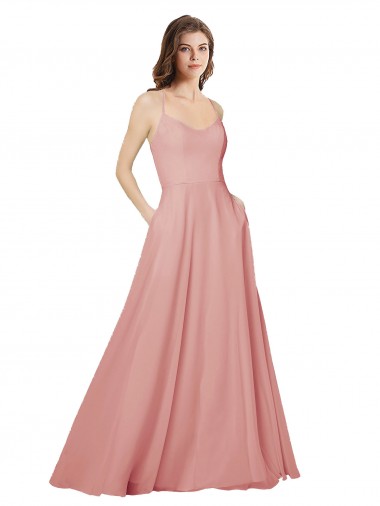 Long Sleeveless Soft Chiffon Bliss Pink A-Line Bridesmaid Dress Colchester