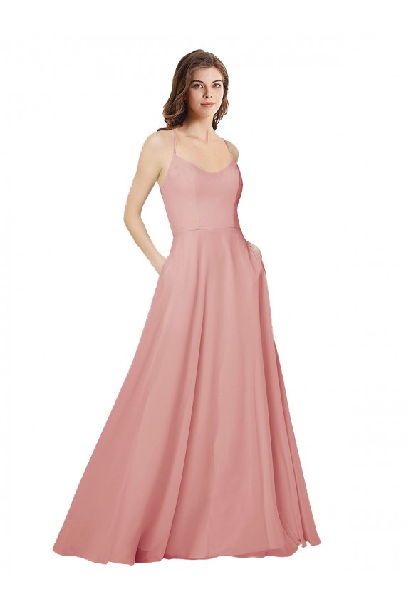 Long Sleeveless Soft Chiffon Bliss Pink A-Line Bridesmaid Dress Colchester