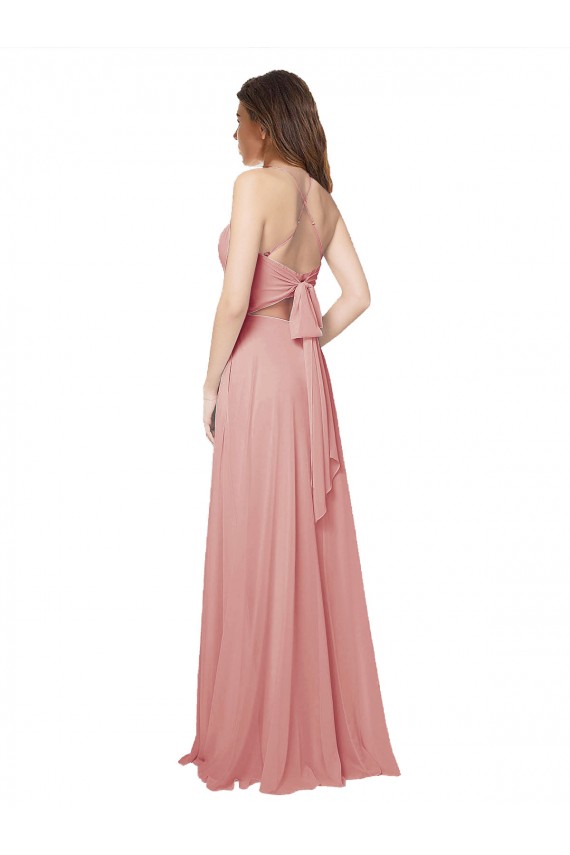 Long Sleeveless Soft Chiffon Bliss Pink A-Line Bridesmaid Dress Colchester