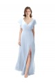 Long Flutter Sleeves Soft Chiffon Light Sky Blue A-Line Bridesmaid Dress / Formal Dress Colchester
