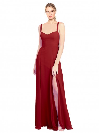 Long Sleeveless Soft Chiffon Red A-Line Bridesmaid Dress Colchester