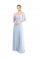 Long Flutter Sleeves Soft Chiffon Light Sky Blue A-Line Formal Dress / Bridesmaid Dress Colchester